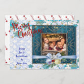 Sneeuwblauw kerstAfbeelding Lijst Feestdagenkaart (Voorkant / Achterkant)