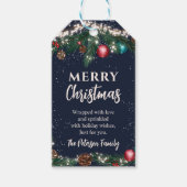 Sneeuwblauw kerstlicht cadeaulabel (Voorkant)