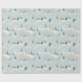 Sneeuwblauw minimalistisch kerstdorp cadeaupapier (Vlak)