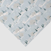 Sneeuwblauw minimalistisch kerstdorp tissuepapier (Detail)