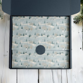 Sneeuwblauw minimalistisch kerstdorp tissuepapier