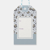 Sneeuwblauw Wereldbol Lichte Vakantie Cadeaulabel (Achterkant)