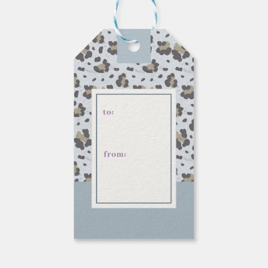 Sneeuwblauw Wereldbol Lichte Vakantie Cadeaulabel (Achterkant)