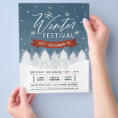 Sneeuwblauw Winter Festival Bomen & Herten Event Flyer (Hand)