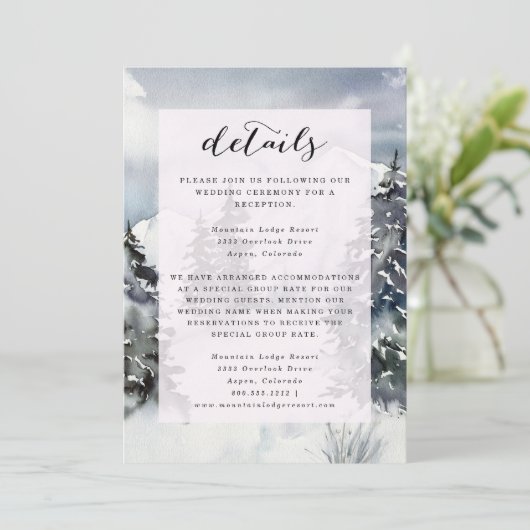 Sneeuwblauwe Berg Aquarel Rustieke Detailkaart Kaart (Staand voorkant)