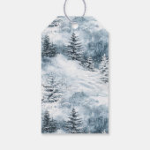 Sneeuwblauwe kerstbomen Hertenvenster Cadeaulabel (Achterkant)