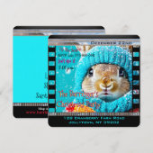 Sneeuwblauwe Konijn Kerstfeest Kaart (Voorkant / Achterkant)