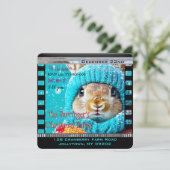 Sneeuwblauwe Konijn Kerstfeest Kaart (Staand voorkant)