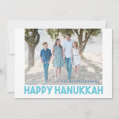 Sneeuwblauwe vrolijke Hanukkah-foto kaart (Voorkant)