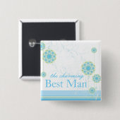 Sneeuwbloem Blauw Beste man Aangepaste Button (Voorkant /achterkant)