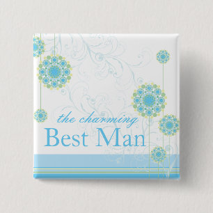 Sneeuwbloem Blauw Beste man Aangepaste Button