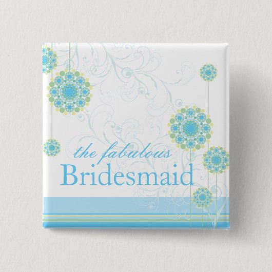 Sneeuwbloem Blauwe Bridesmaid Aangepaste Button (Voorkant)