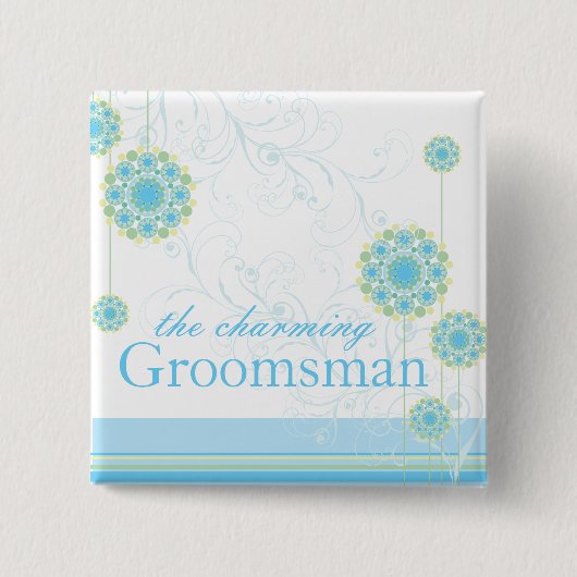 Sneeuwbloem Blauwe Groomsman Aangepaste Button (Voorkant)