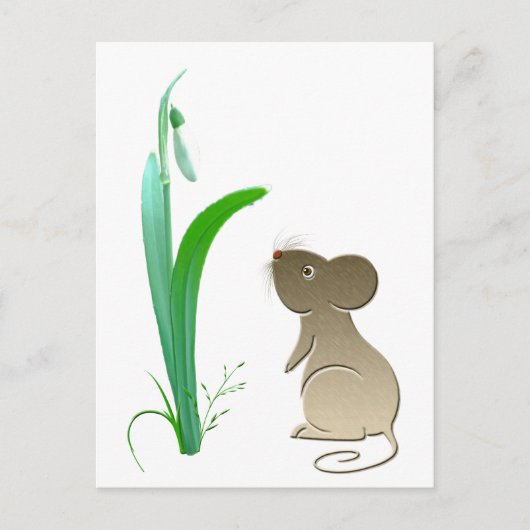 Sneeuwbloem en paardenmuis briefkaart (Voorkant)