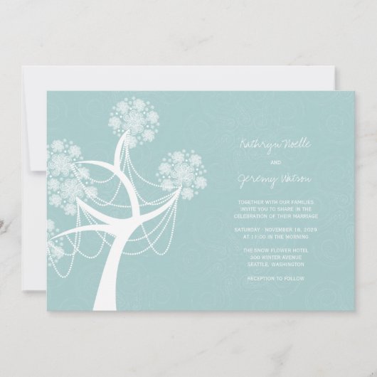 Sneeuwbloem Winterbruiloft Kaart (Voorkant)