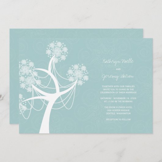 Sneeuwbloem Winterbruiloft Kaart (Voorkant / Achterkant)