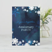 Sneeuwbloemen Blauw Winter Huwelijk Jubileum Kaart (Staand voorkant)