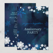 Sneeuwbloemen Blauw Winter Huwelijk Jubileum Kaart (Voorkant / Achterkant)