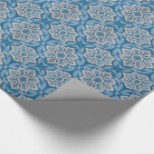 Sneeuwbloemen,  bohemisch design blauw & grijs cadeaupapier (Hoek)