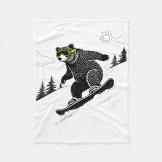 Sneeuwboard Beer, Grappige Wintersport, Skibaan, P Fleece Deken