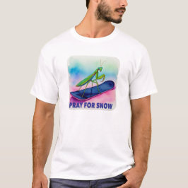 Sneeuwboard bidsprinkhaan bid voor sneeuw insect k t-shirt
