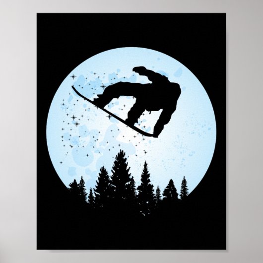 Sneeuwboard Bigfoot Ski Grappig Sasquatch Skiën Poster (Voorkant)