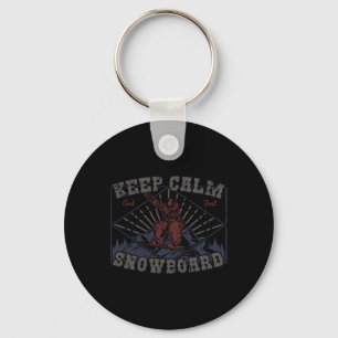 Sneeuwboard Blijf Kalm Vintage Retro Sneeuwboarden Sleutelhanger