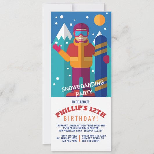 Sneeuwboard Kid Uitnodiging (Voorkant)