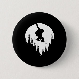 Sneeuwboard Maan Silhouet Skiën Wintersporten Ronde Button 5,7 Cm