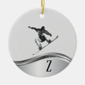 Sneeuwboard Monogram Geschenk Sneeuwboard Keramisch Ornament (Voorkant)