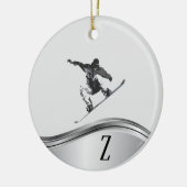 Sneeuwboard Monogram Geschenk Sneeuwboard Keramisch Ornament (Links)