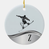 Sneeuwboard Monogram Geschenk Sneeuwboard Keramisch Ornament (Achterkant)
