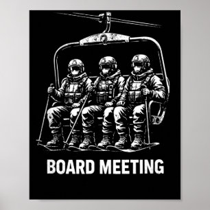 Sneeuwboard plank vergadering ski lift skiër winte poster