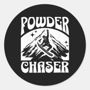 Sneeuwboard Poeder Jager Ski Lift Skier Winter Spo Ronde Sticker