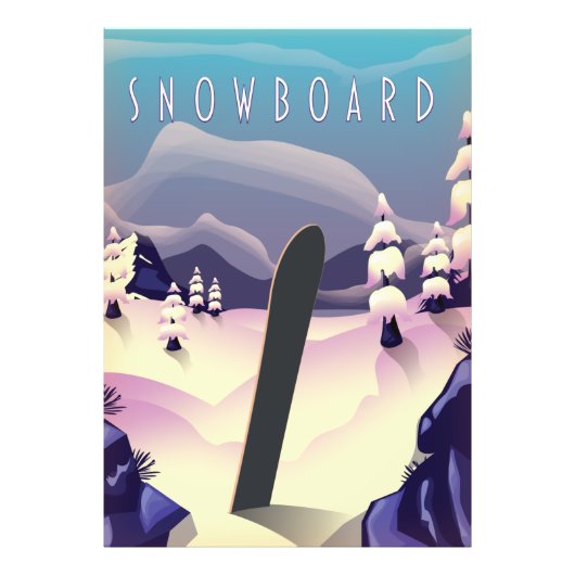 Sneeuwboard vintage stijl reisposter foto afdruk (Voorkant)