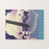 Sneeuwboard vintage stijl reisposter legpuzzel (Horizontaal)