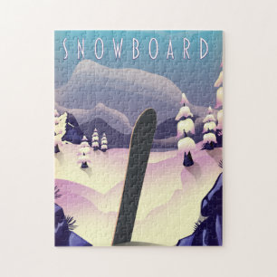 Sneeuwboard vintage stijl reisposter legpuzzel