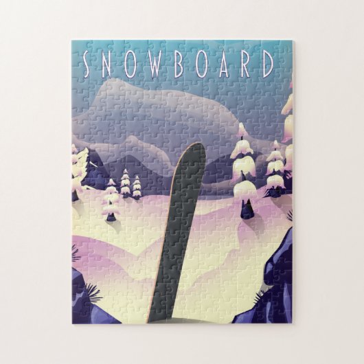 Sneeuwboard vintage stijl reisposter legpuzzel (Verticaal)