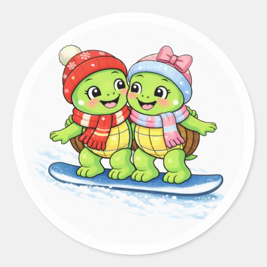 Sneeuwboardavontuur Ronde Sticker (Voorkant)