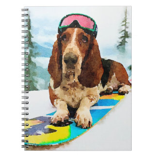 Sneeuwboarden Basset hound Notitieboek