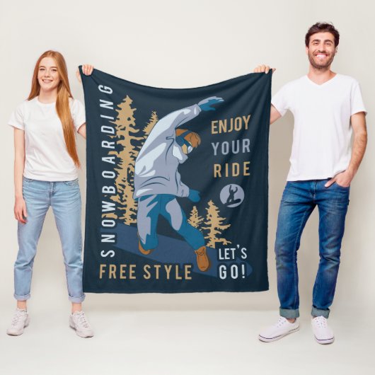 Sneeuwboarden. Geniet van je ritje Fleece Deken (In situ)