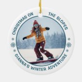 Sneeuwboarden Ijsbeer aangepaste foto Keramisch Ornament (Achterkant)
