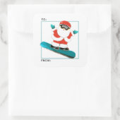 Sneeuwboarden Kerstcadeau tags Vierkante Sticker (Tas)
