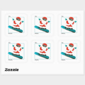 Sneeuwboarden Kerstcadeau tags Vierkante Sticker (Vel)