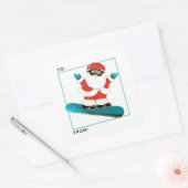 Sneeuwboarden Kerstcadeau tags Vierkante Sticker (Envelop)