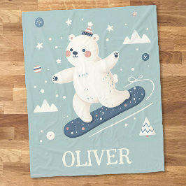 Sneeuwboarden Mooie Ijsbeer  Fleece Deken