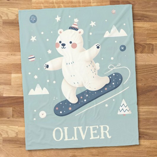 Sneeuwboarden Mooie Ijsbeer Fleece Deken