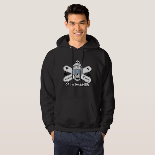 Sneeuwboarden Schedel Grafisch Hoodie (Voorkant volledig)