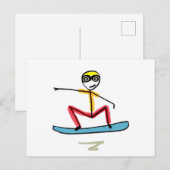 Sneeuwboarden Stickman Briefkaart (Voorkant / Achterkant)