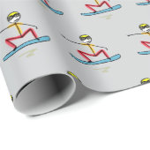 Sneeuwboarden Stickman Cadeaupapier (Rol Hoek)